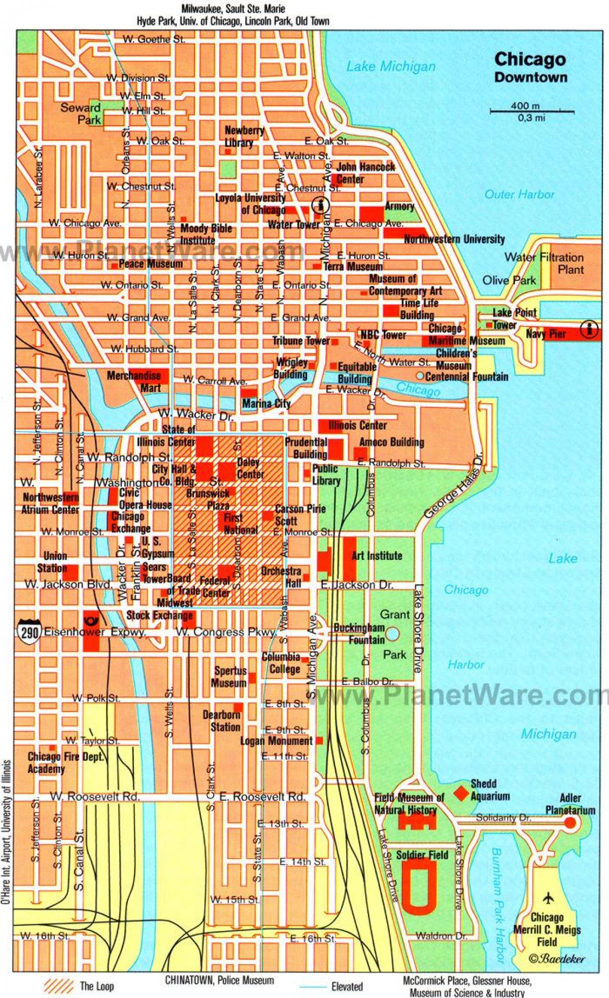mapa de museus em Chicago