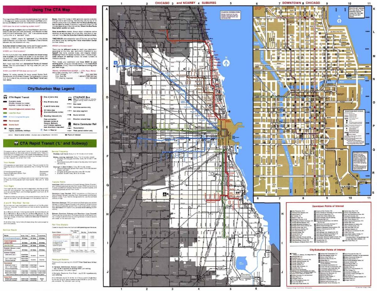 rotas de ônibus mapa de Chicago