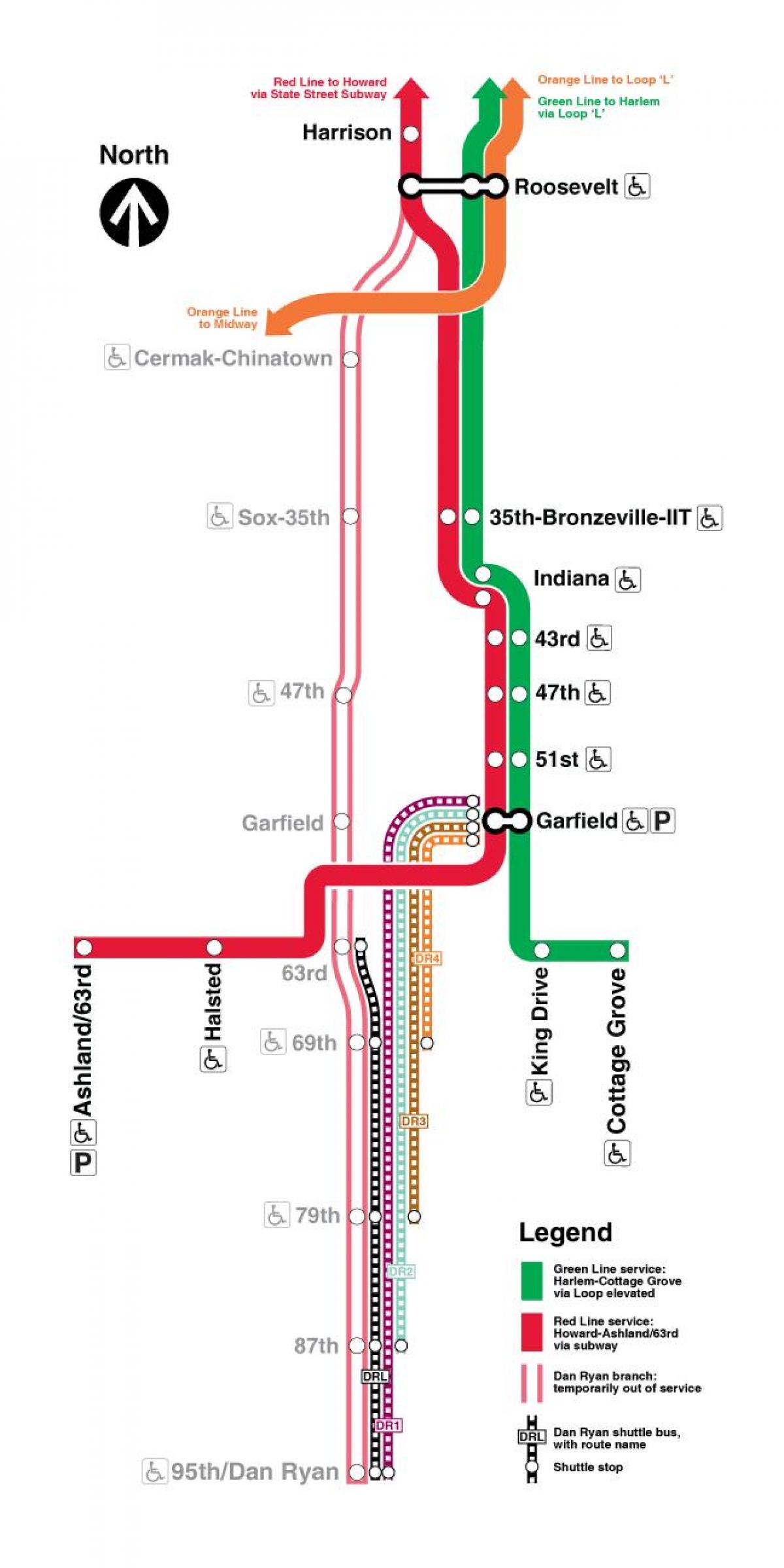 Chicago trem mapa da linha vermelha