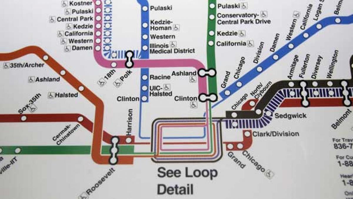 Chicago mapa do metrô-linha azul