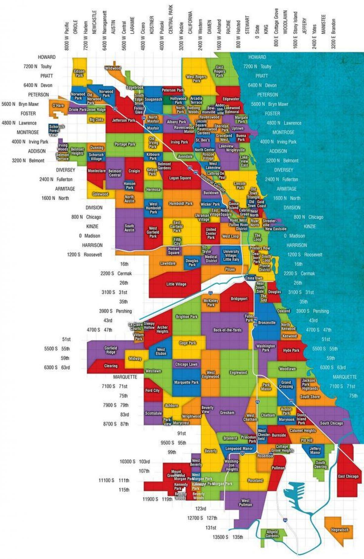mapa de Chicago e subúrbios