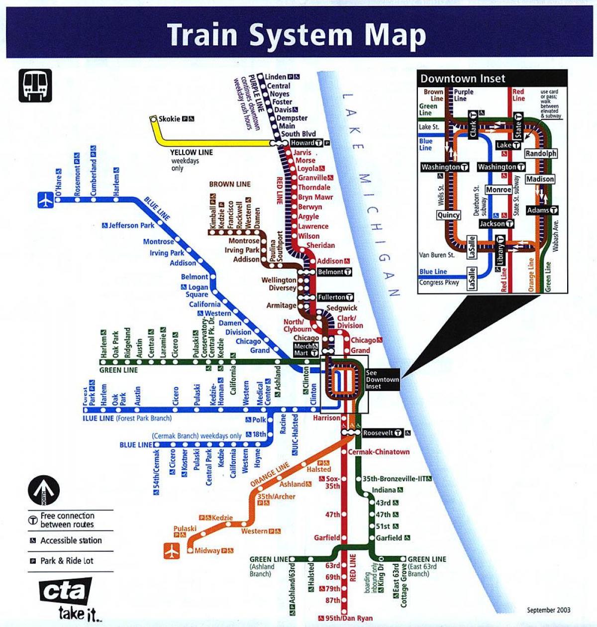 Chicago linhas de metro mapa