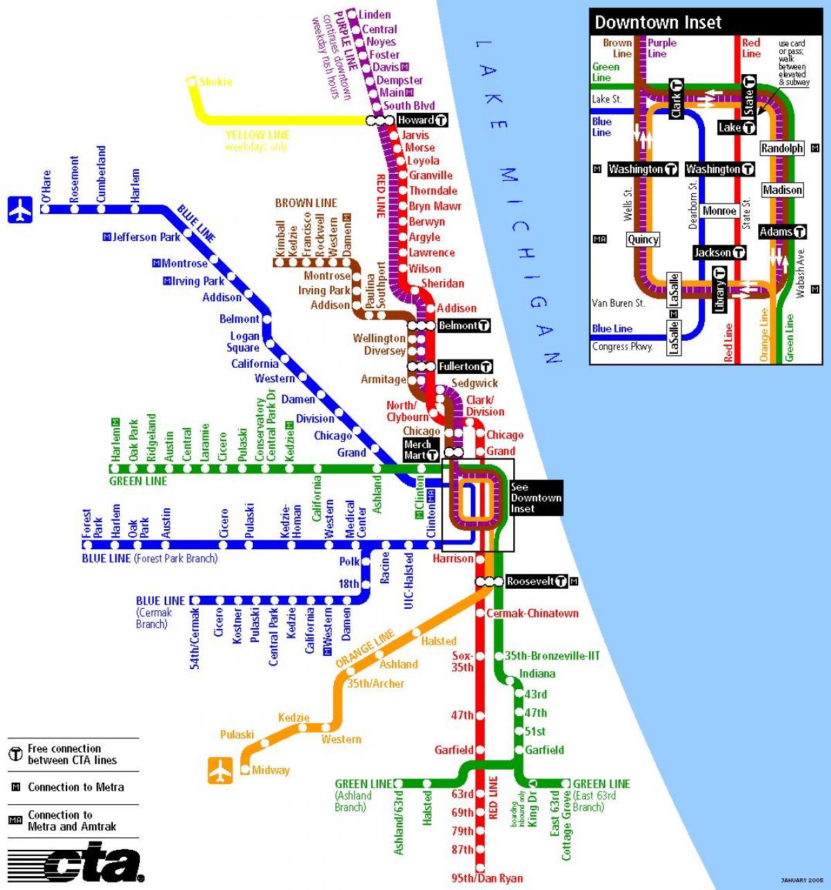 de metro, em Chicago mapa