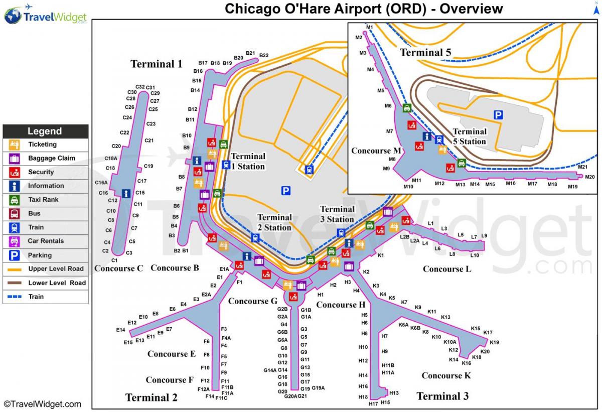 mapa de Chicago O'Hare airport