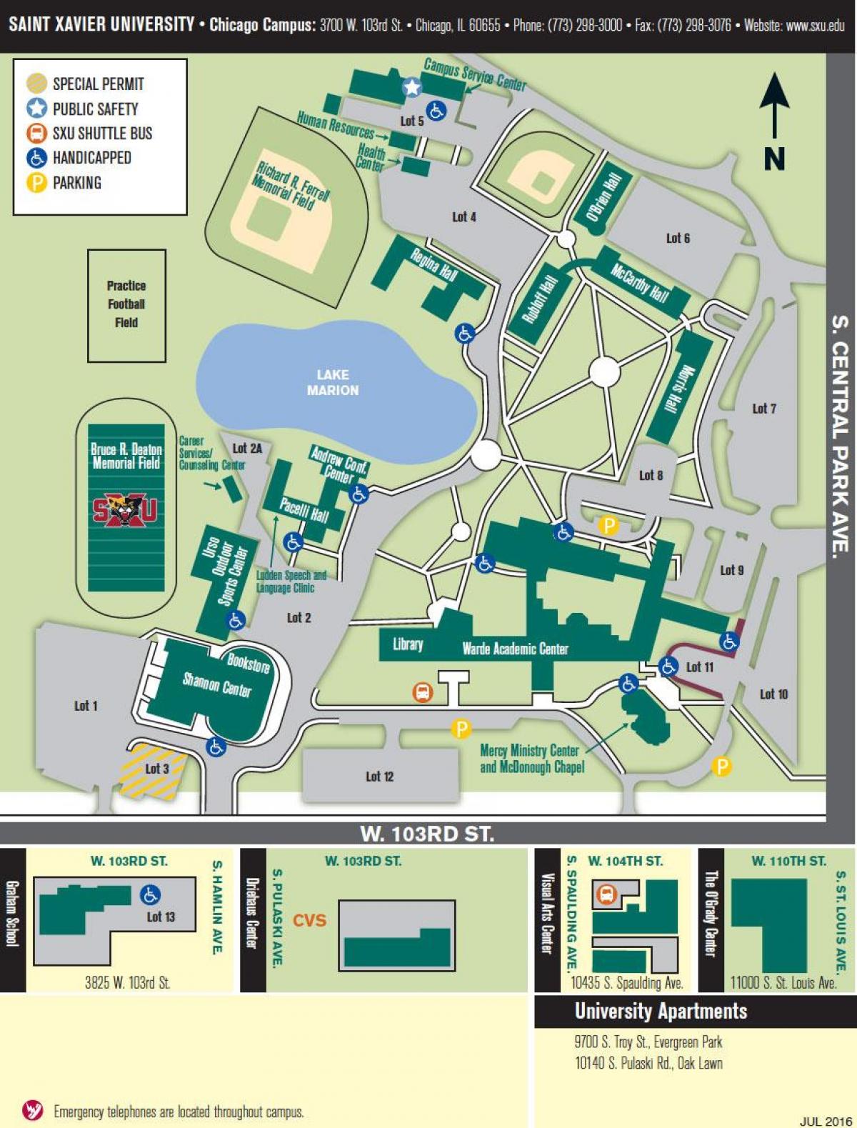 a universidade de Chicago, mapa do campus.