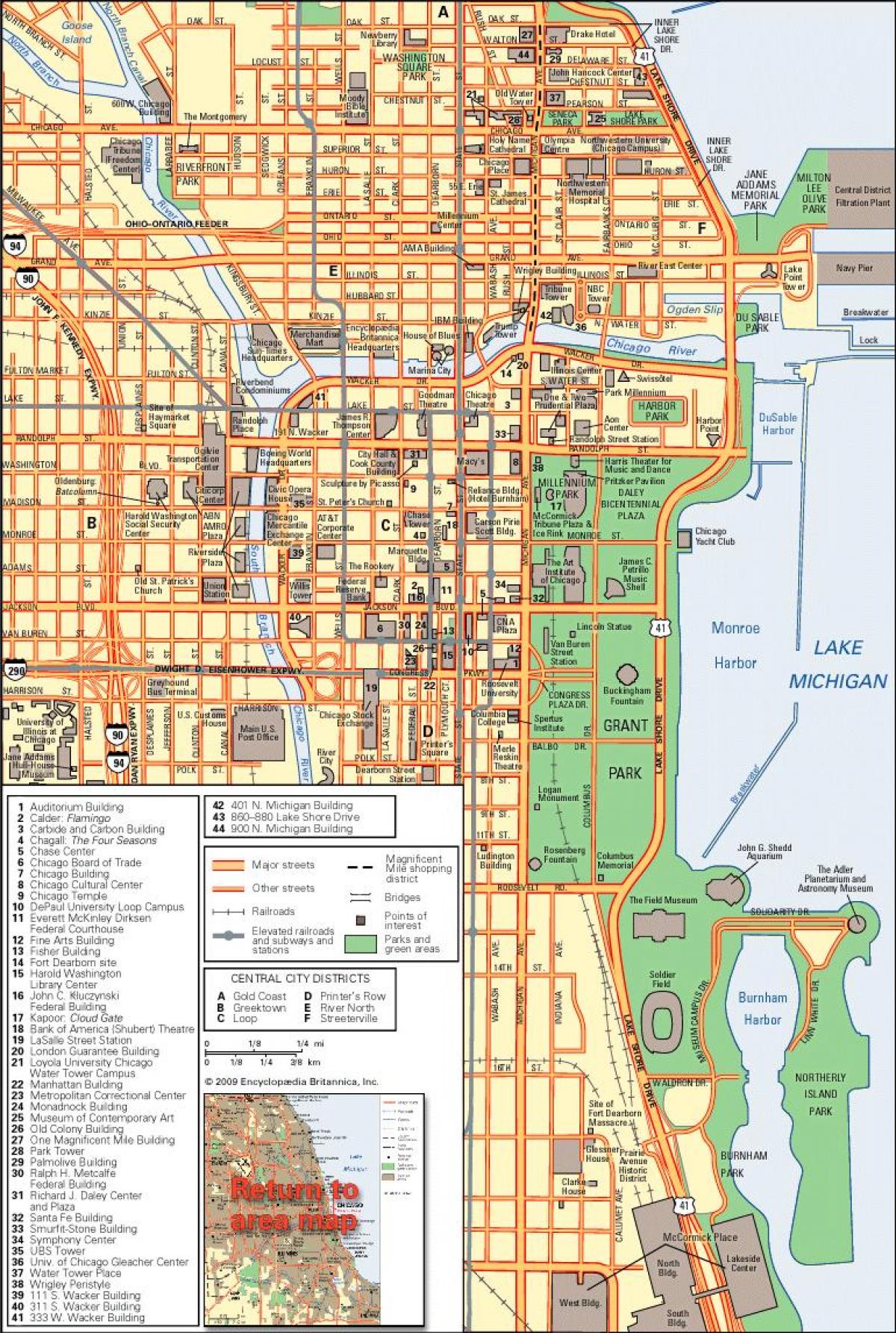Chicago mapa de centro da cidade