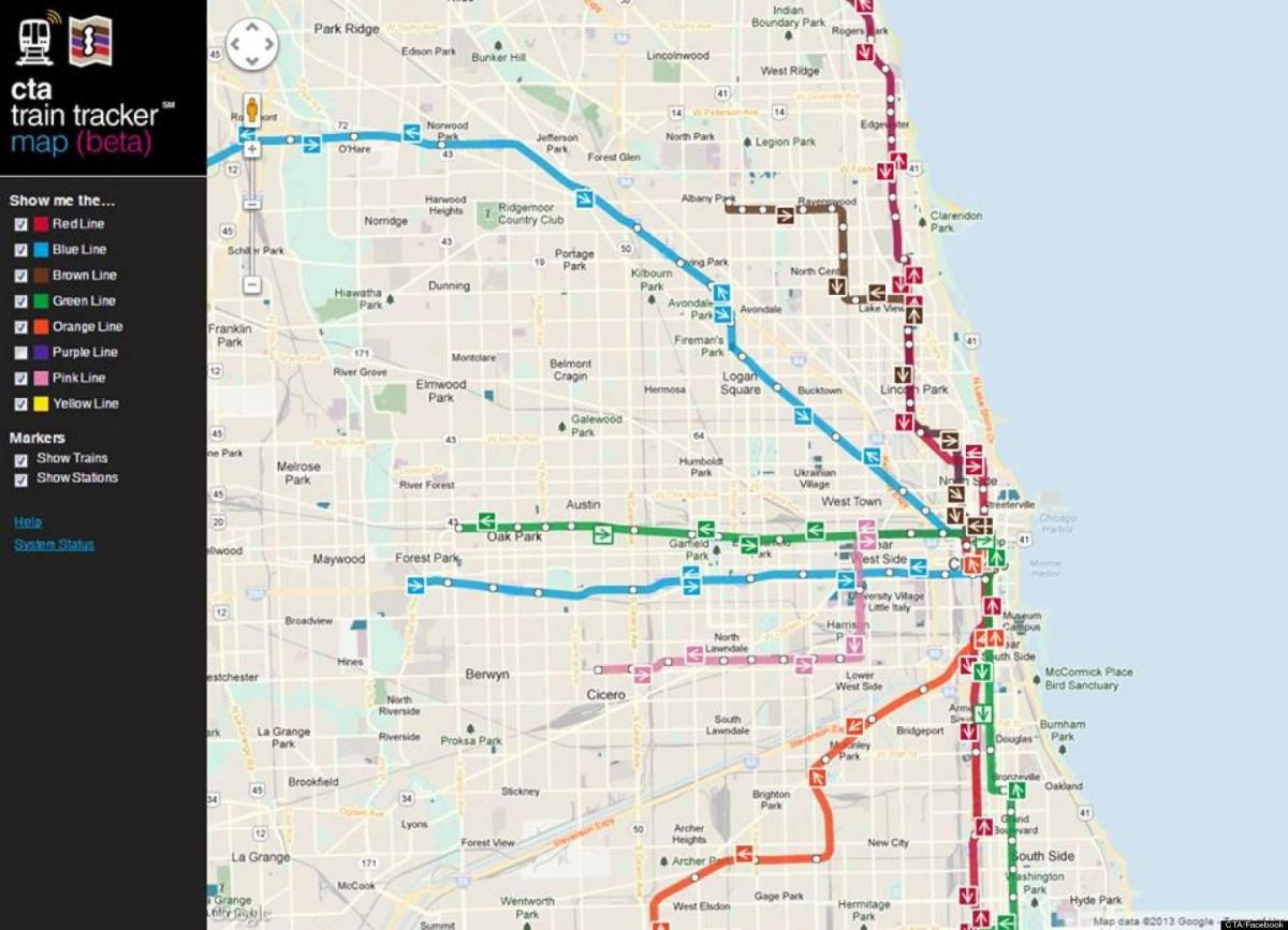 Chicago cta trem mapa