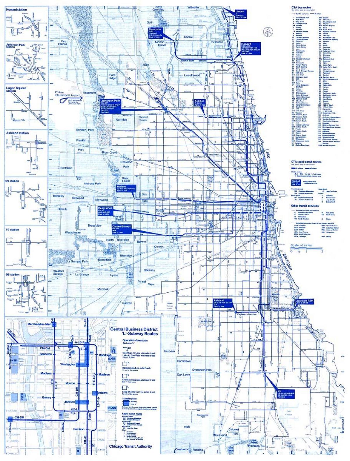 Chicago sistema de ônibus mapa