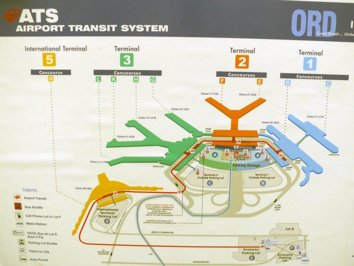 mapa de O'Hare terminais