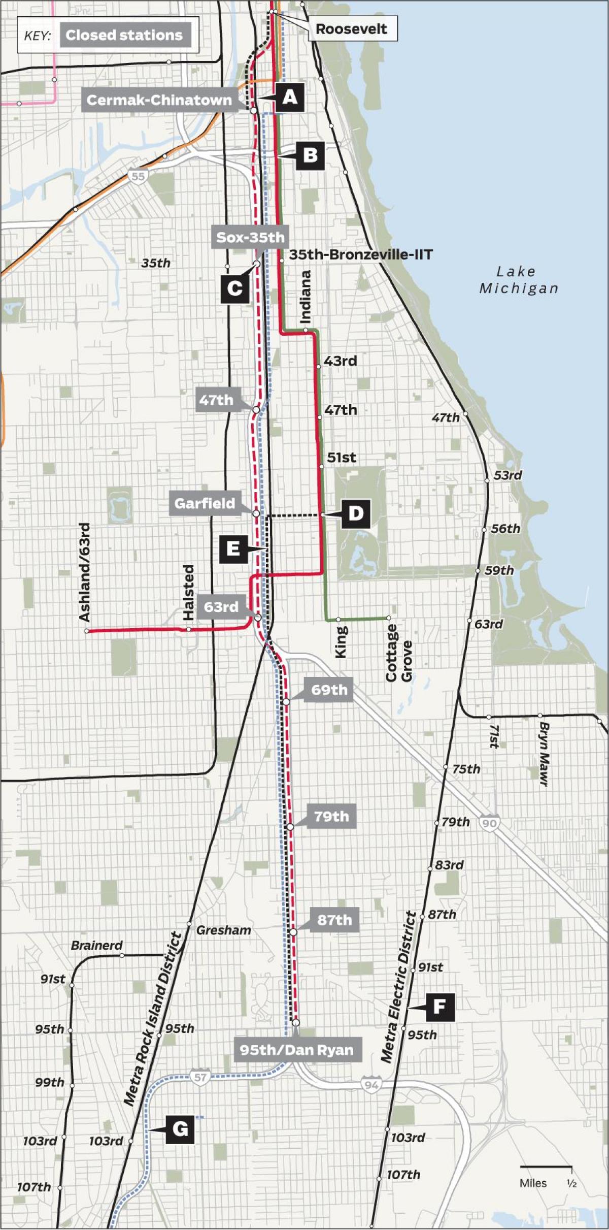 redline mapa de Chicago