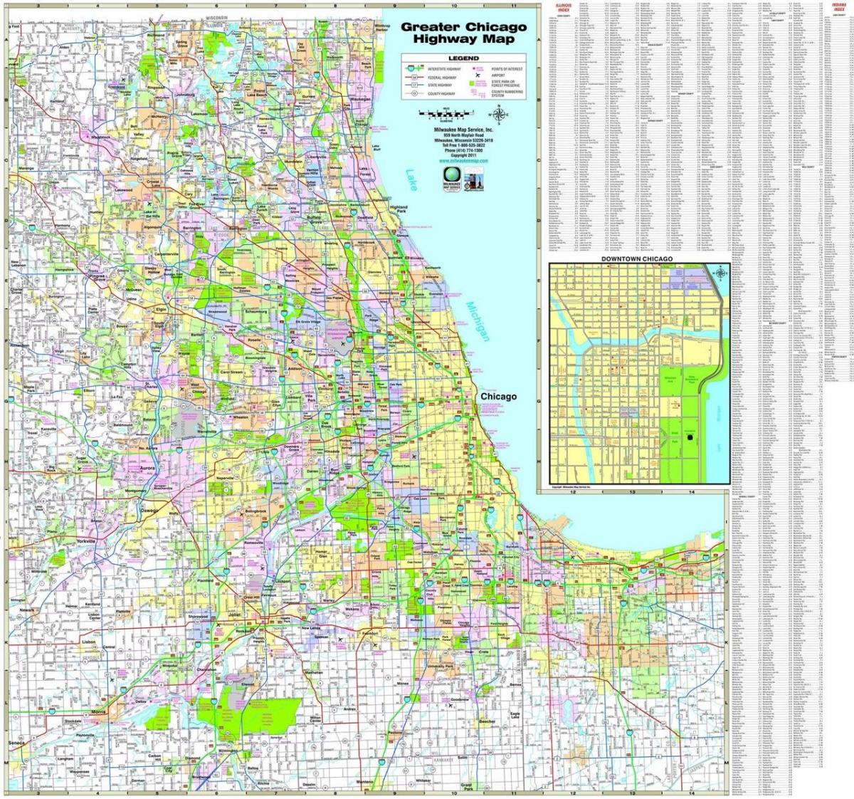 mapa de Chicago rodovias