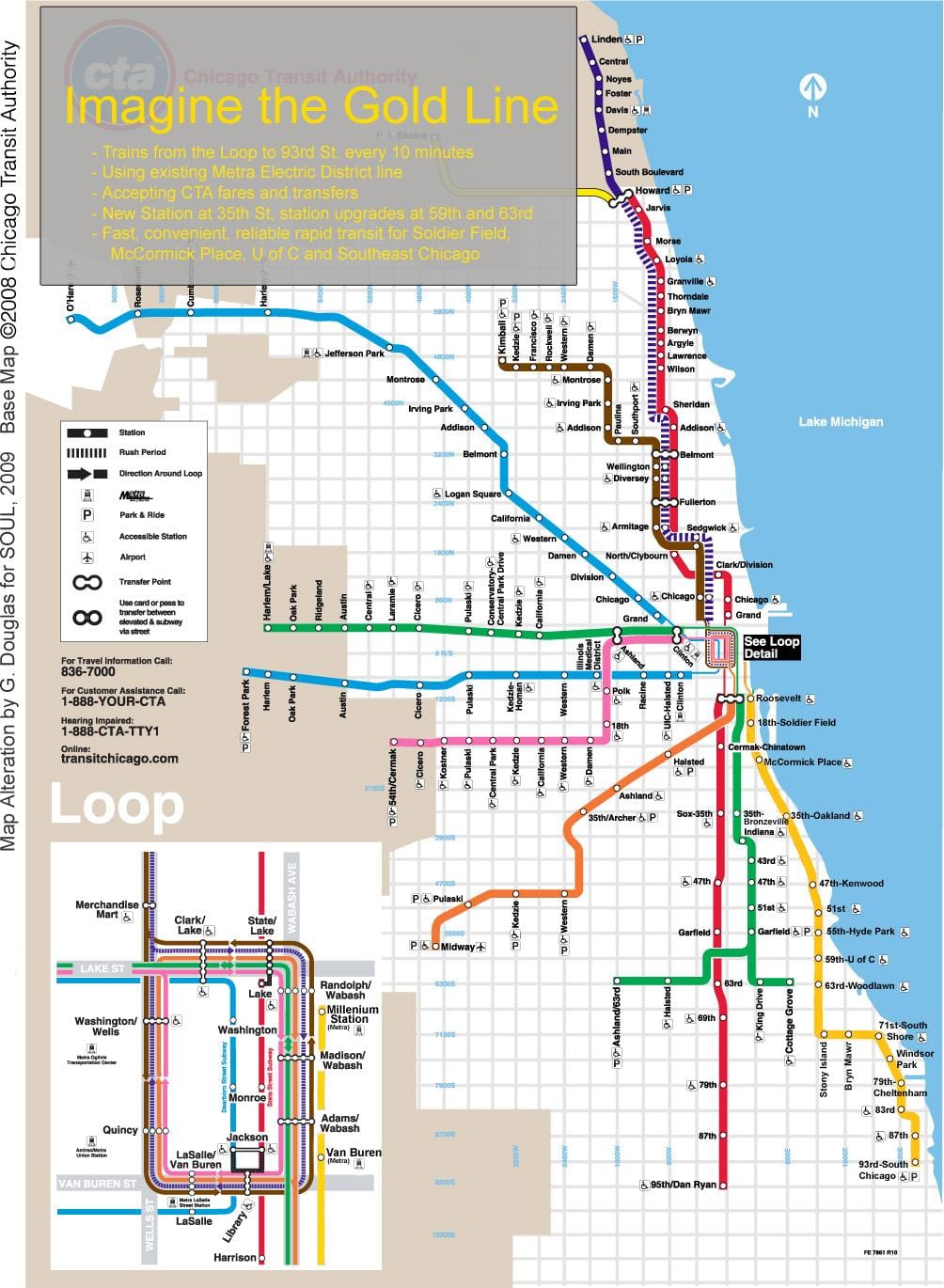 Chicago trem mapa linha azul