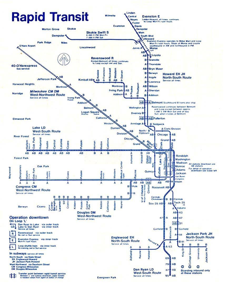 mapa da linha azul Chicago