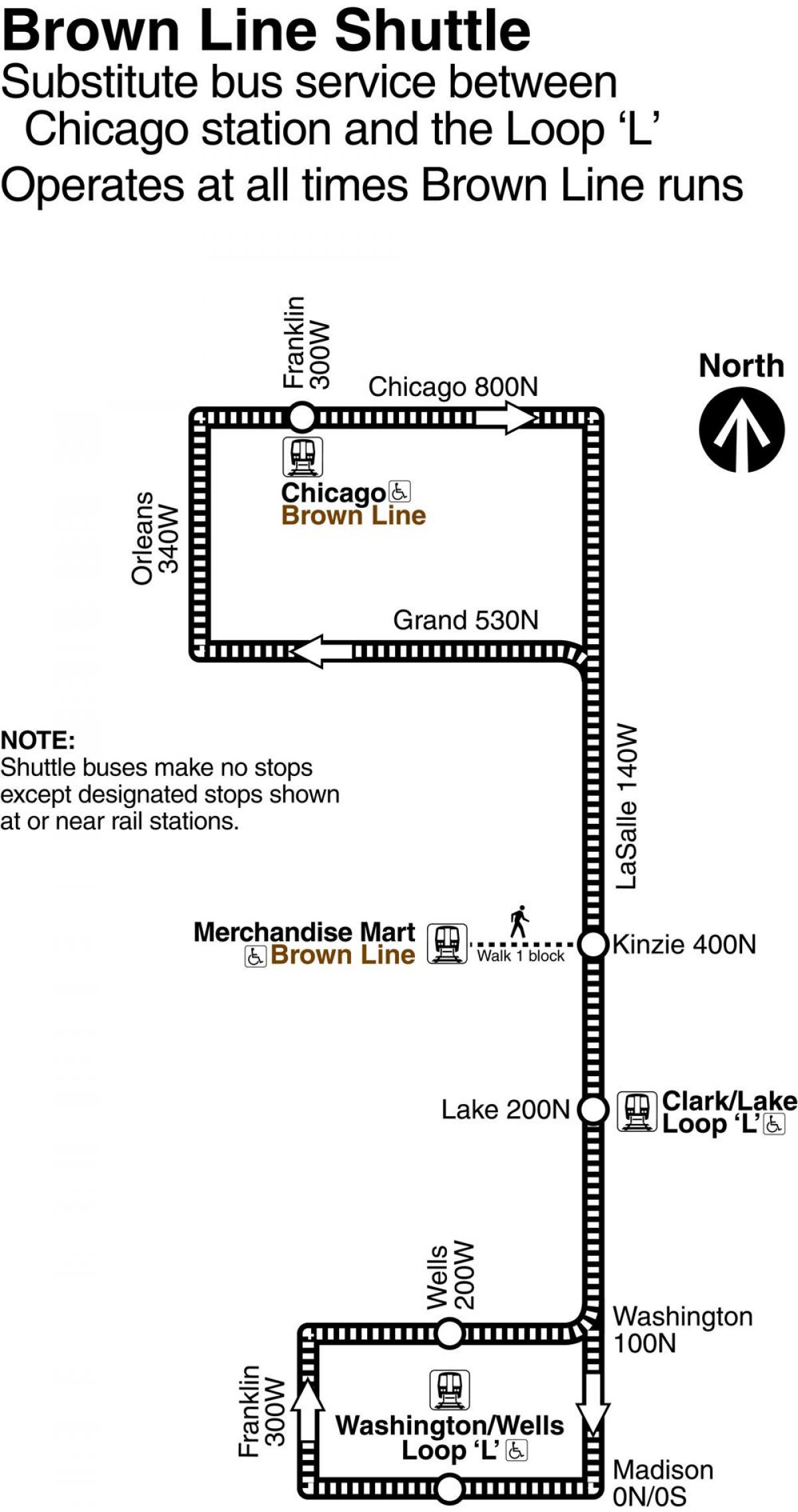 Chicago linha marrom mapa