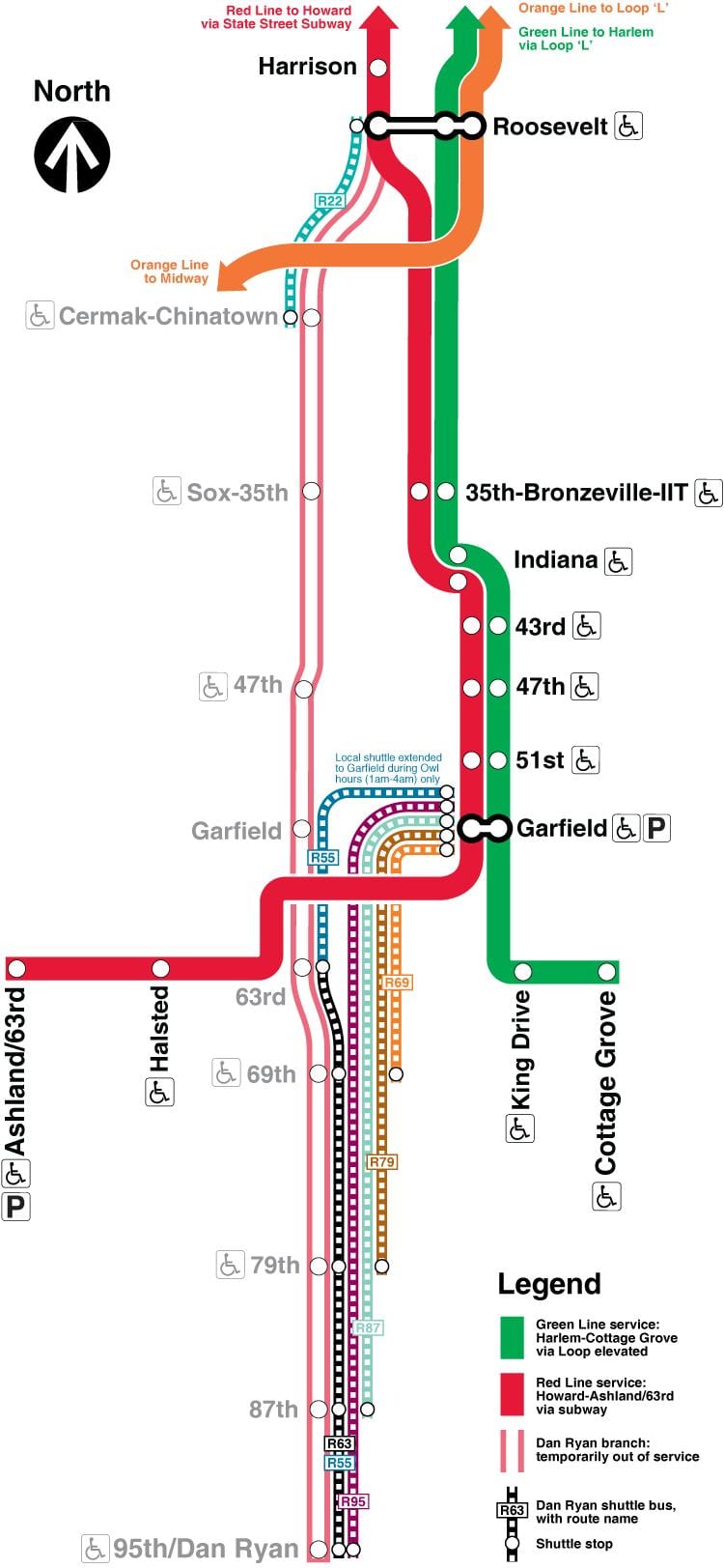 Chicago mapa do metrô da linha vermelha