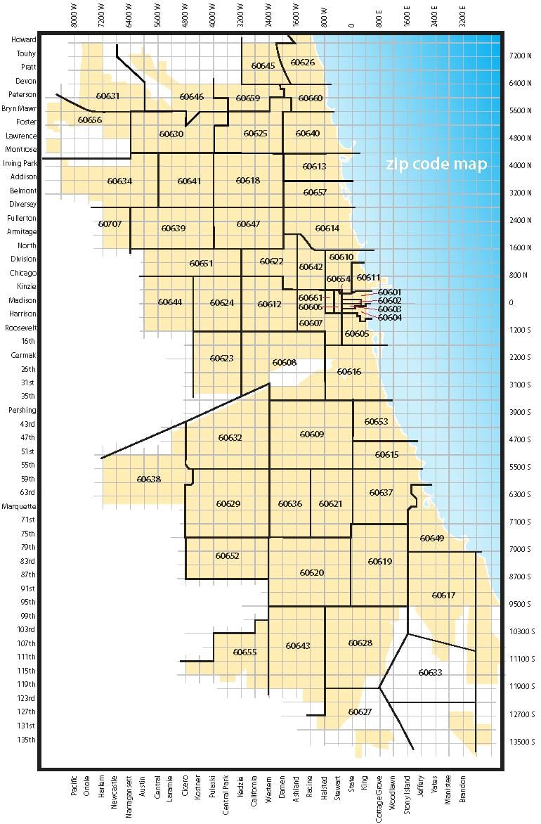 Chicago código de área do mapa
