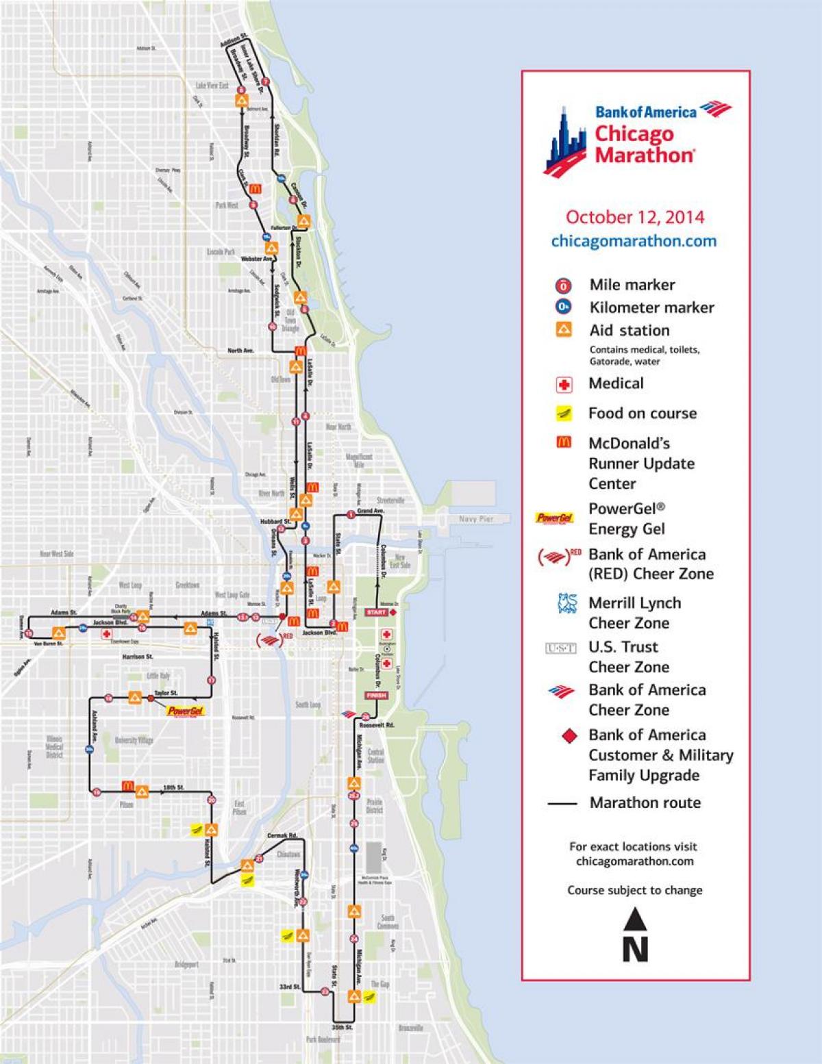 Maratona de Chicago mapa da prova