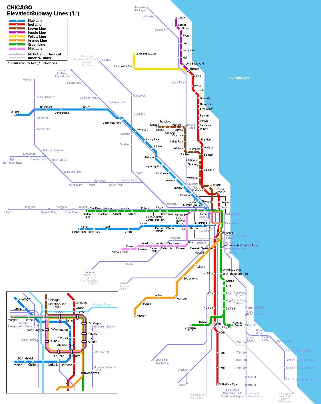 Chicago estação de metro mapa
