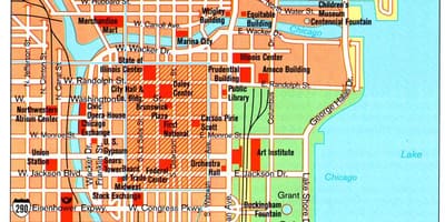 Mapa das atracções de Chicago