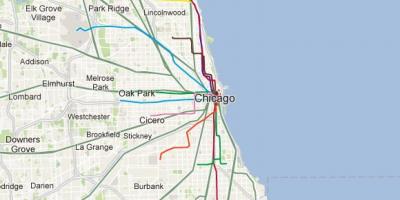Chicago azul linha de trem mapa