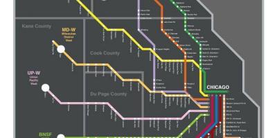 Metra trem mapa de Chicago