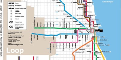 Chicago trem mapa linha azul