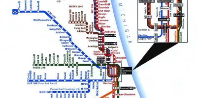 Chicago linhas de metro mapa