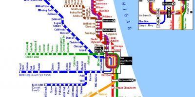 De metro, em Chicago mapa